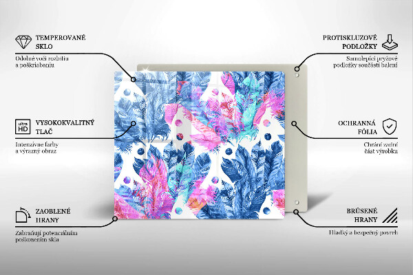 De vidrio templado Ilustración boho de plumas