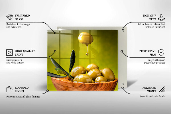 De vidrio templado Aceitunas sabrosas