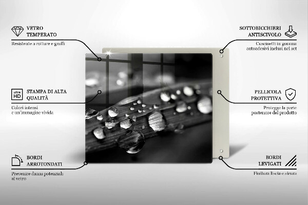 De vidrio templado Gotas de rocío sobre las hojas