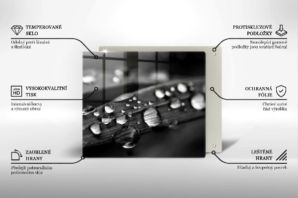 De vidrio templado Gotas de rocío sobre las hojas