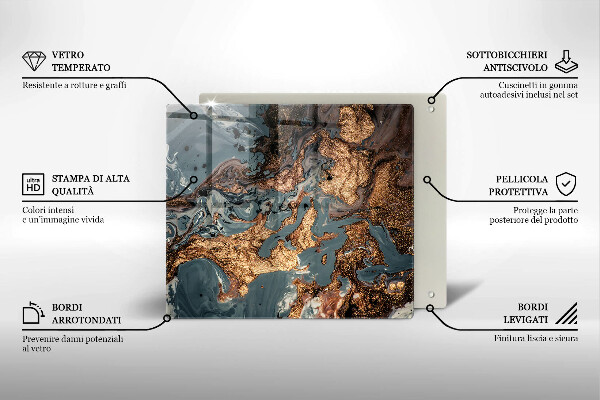 De vidrio templado Estructura de roca dorada