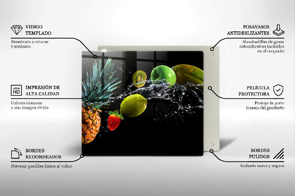 De vidrio templado Frutas en agua