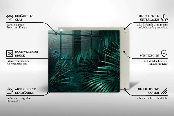 De vidrio templado Hojas de la selva salvaje