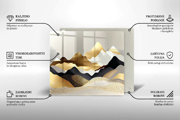 De vidrio templado Montañas doradas abstractas