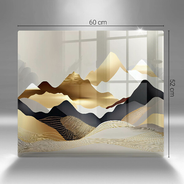 De vidrio templado Montañas doradas abstractas