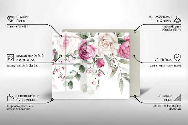 De vidrio templado Rosas acuarelas