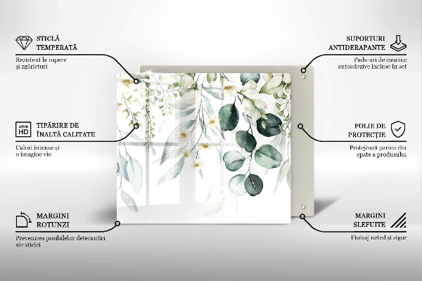 De vidrio templado Plantas de acuarela