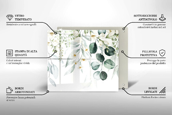 De vidrio templado Plantas de acuarela