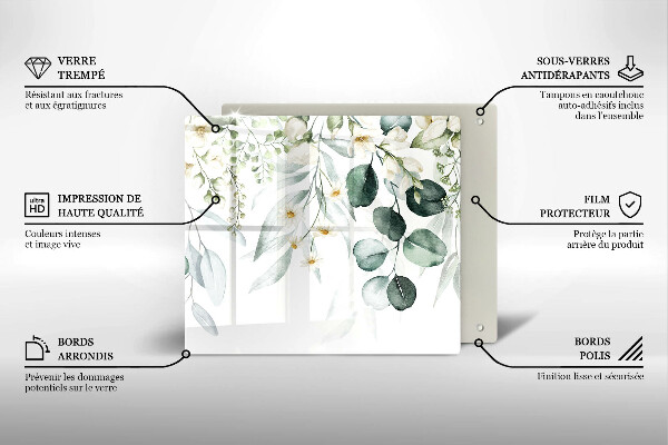 De vidrio templado Plantas de acuarela