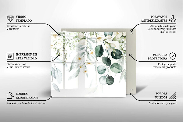 De vidrio templado Plantas de acuarela