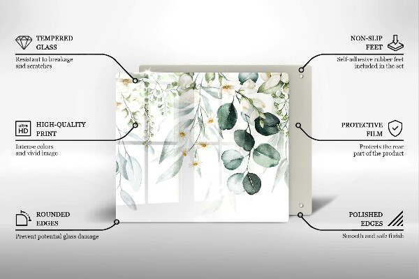 De vidrio templado Plantas de acuarela