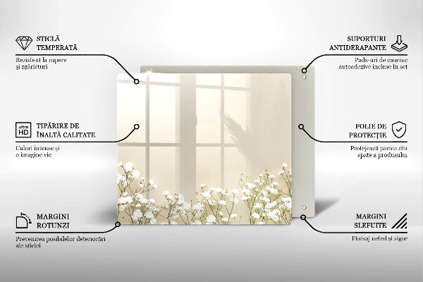 De vidrio templado Flores boho de yeso