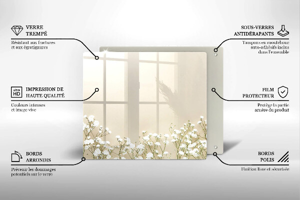 De vidrio templado Flores boho de yeso