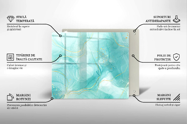 De vidrio templado Abstracción azul y dorada