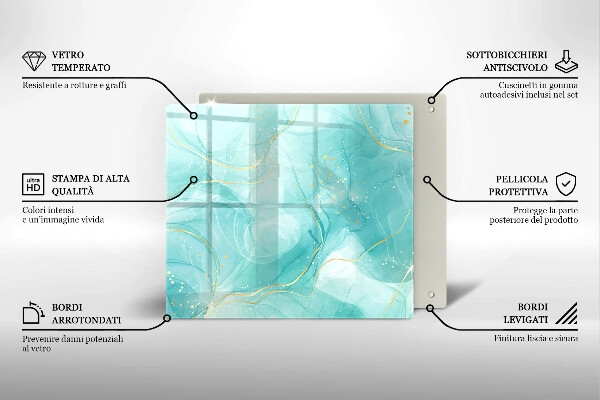 De vidrio templado Abstracción azul y dorada