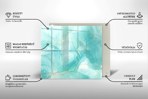 De vidrio templado Abstracción azul y dorada