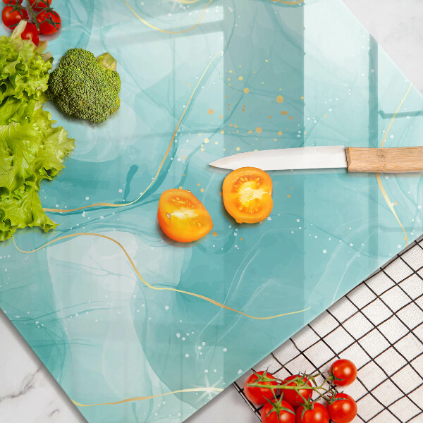 De vidrio templado Abstracción azul y dorada