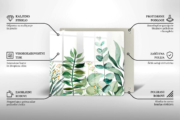 De vidrio templado Ilustración de hojas de plantas