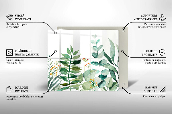 De vidrio templado Ilustración de hojas de plantas