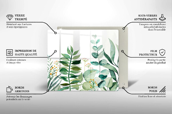 De vidrio templado Ilustración de hojas de plantas