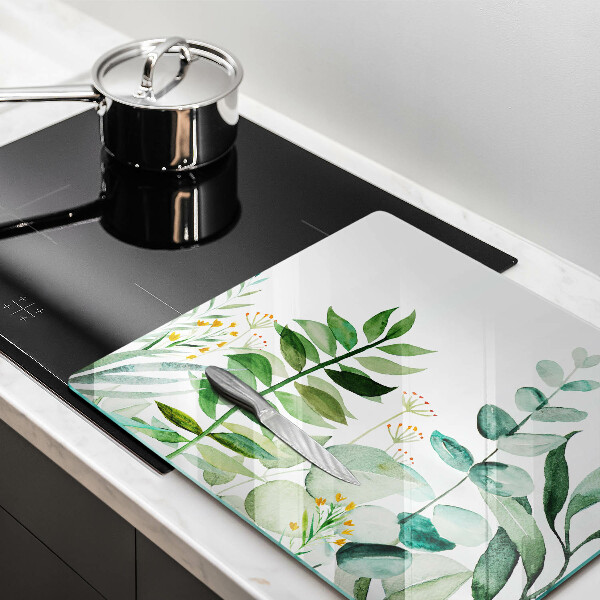 De vidrio templado Ilustración de hojas de plantas