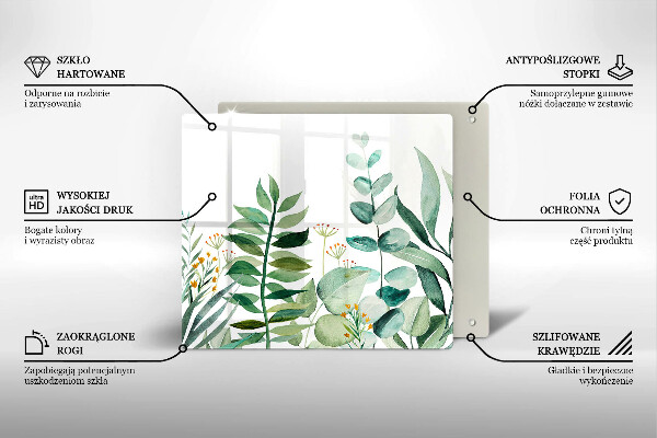 De vidrio templado Ilustración de hojas de plantas