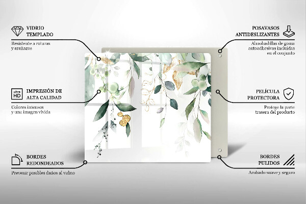 De vidrio templado Hojas de acuarela