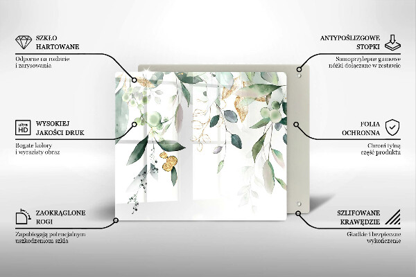 De vidrio templado Hojas de acuarela