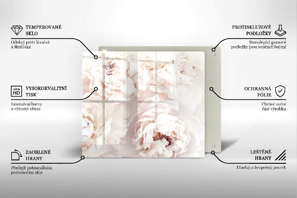 De vidrio templado Peonías pastel