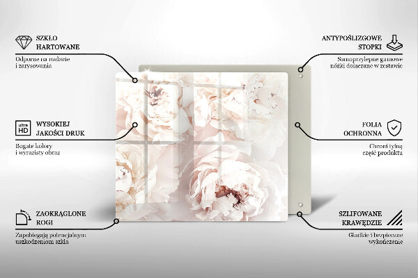 De vidrio templado Peonías pastel