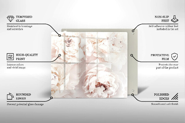 De vidrio templado Peonías pastel