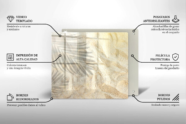 De vidrio templado Hojas de palma y arena