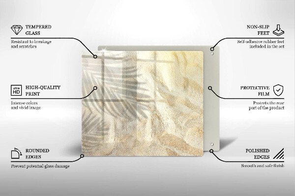 De vidrio templado Hojas de palma y arena