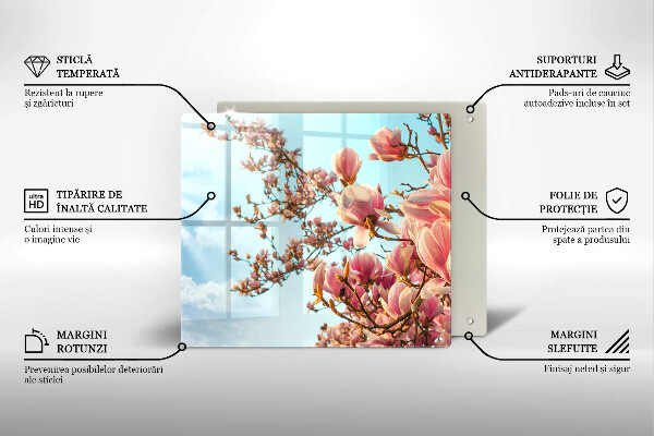 De vidrio templado Árbol de flores rosadas