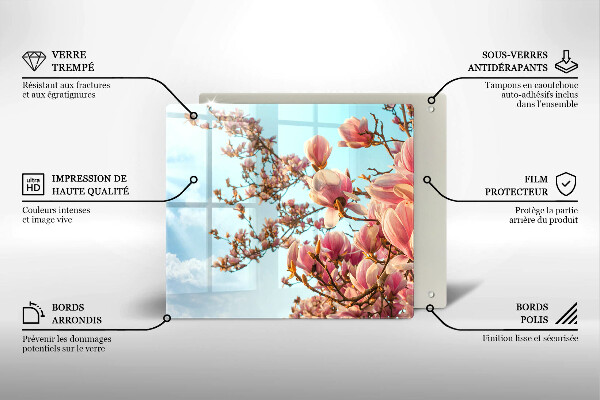 De vidrio templado Árbol de flores rosadas