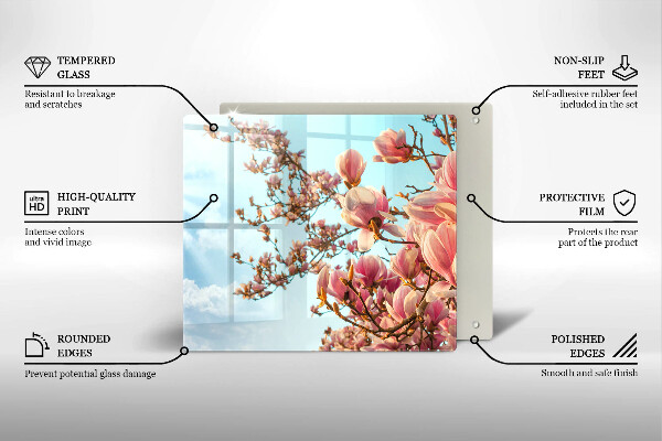 De vidrio templado Árbol de flores rosadas