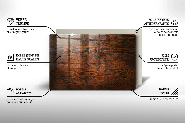 Tabla de cortar de vidrio Tablero de madera oscura