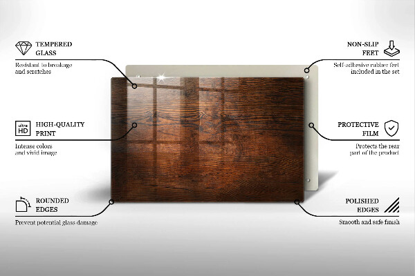 Tabla de cortar de vidrio Tablero de madera oscura