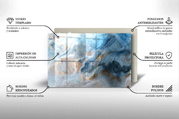 Tabla de cortar de vidrio Textura de mármol