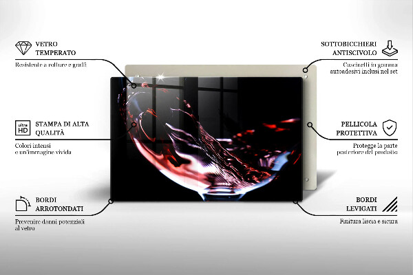 Tabla de cortar de vidrio Una copa de vino tinto