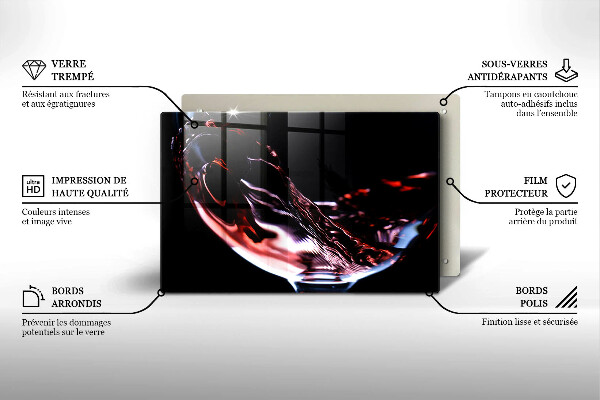 Tabla de cortar de vidrio Una copa de vino tinto