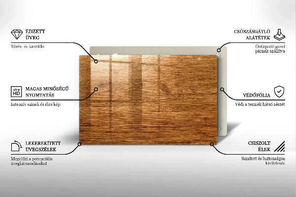 Tabla de cortar de vidrio Textura de tablero de madera