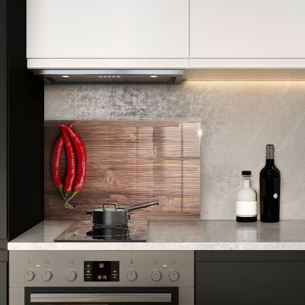 Tabla de cortar de vidrio Chiles sobre madera