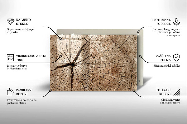 Tabla de cortar de vidrio Sección transversal de un árbol