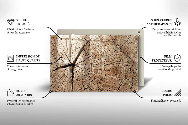 Tabla de cortar de vidrio Sección transversal de un árbol