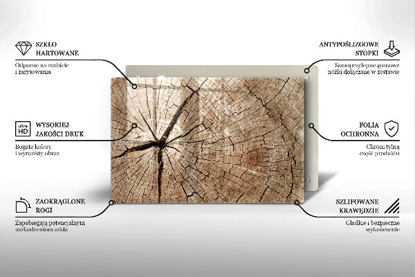Tabla de cortar de vidrio Sección transversal de un árbol