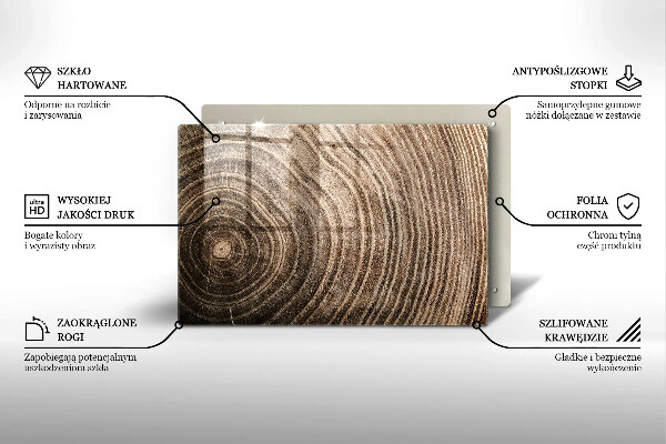 Tabla de cortar de vidrio Anillos de madera