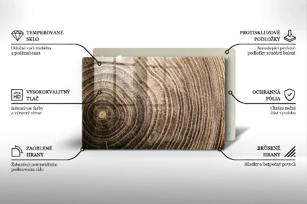 Tabla de cortar de vidrio Anillos de madera