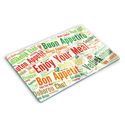 Tabla de cortar de vidrio Subtítulos buen provecho idiomas