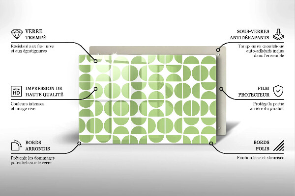 Tabla de cortar de vidrio Patrón de formas boho